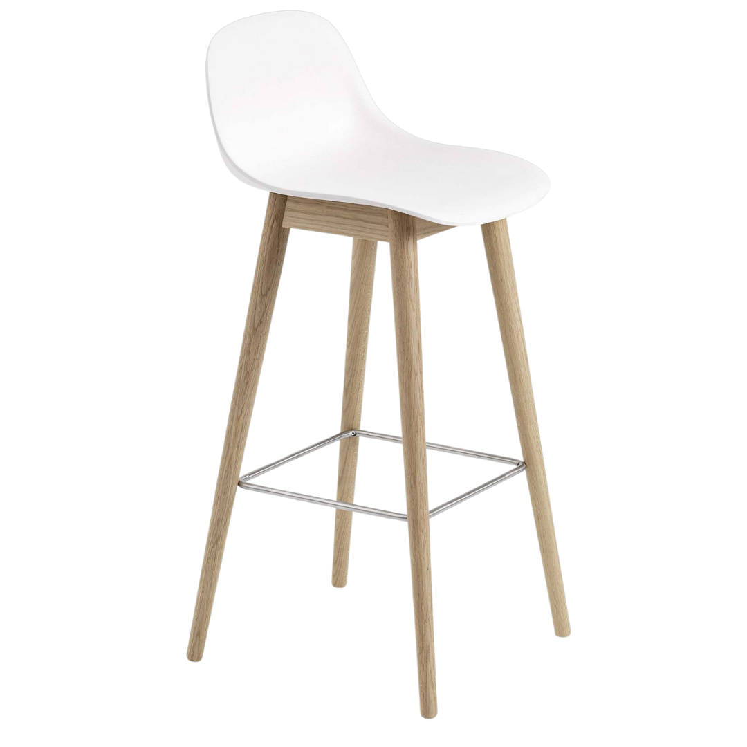 Muuto - Fiber Counter & Bar Stool with Backrest - Wood Base