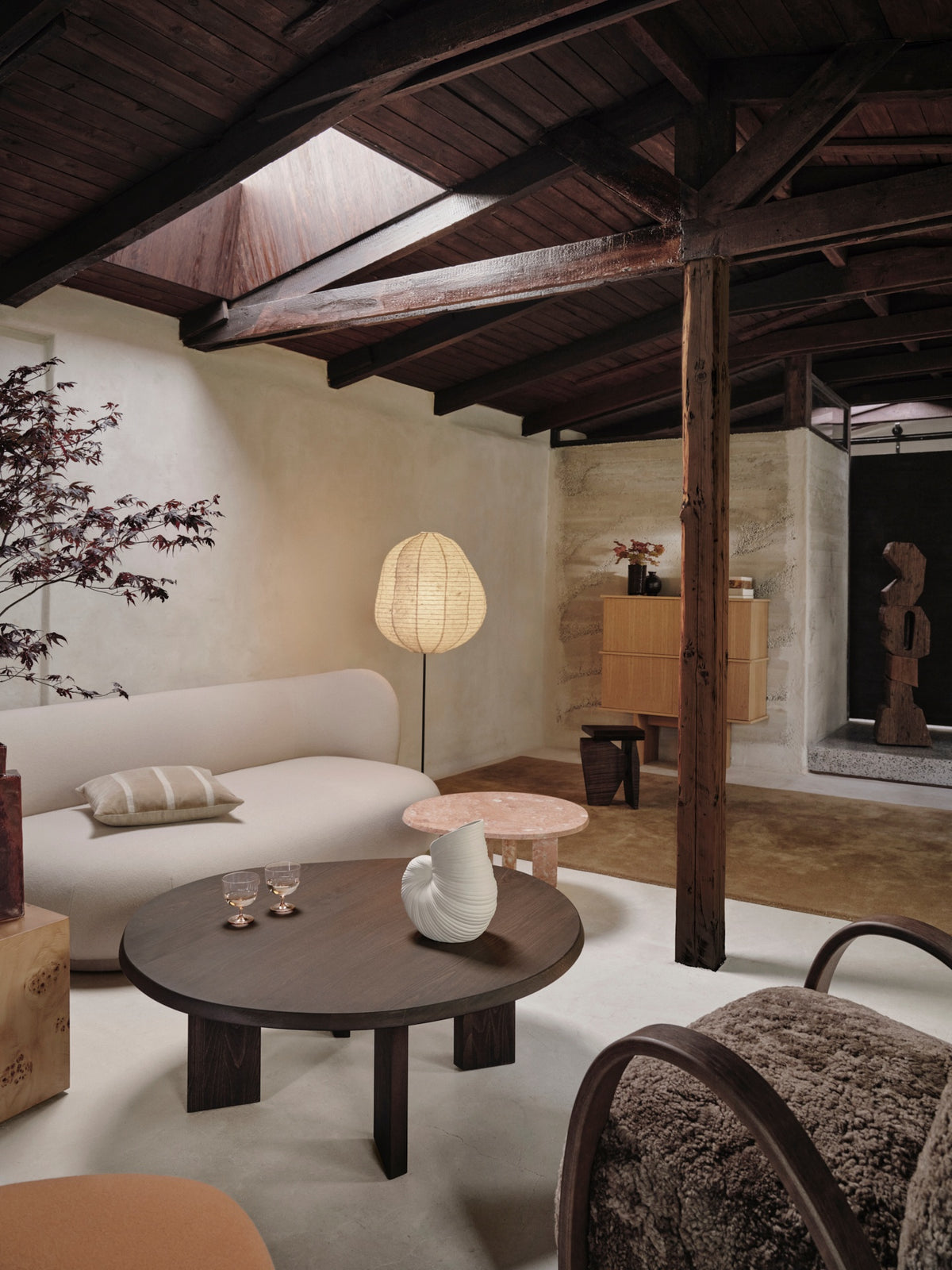 Ferm Living - Kurbis Floor Lamp - Tall - Natural/Black