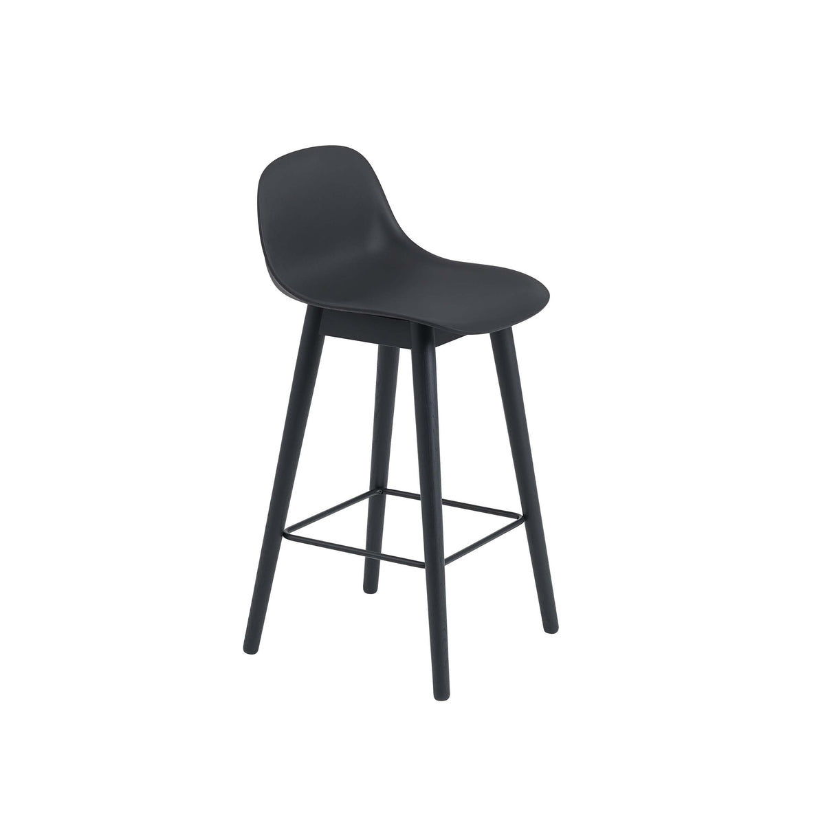 Muuto - Fiber Counter &amp; Bar Stool with Backrest - Wood Base