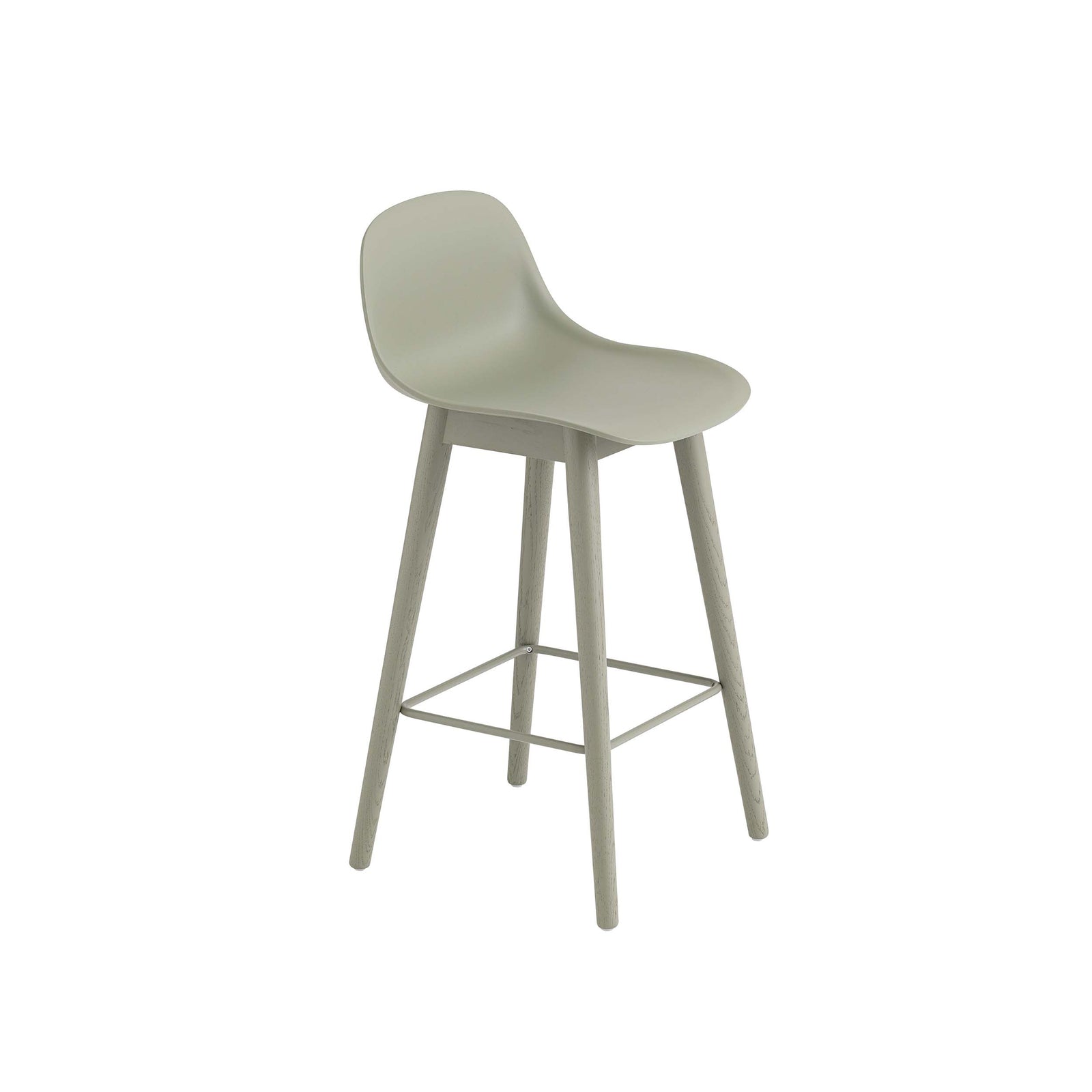 Muuto - Fiber Counter & Bar Stool with Backrest - Wood Base
