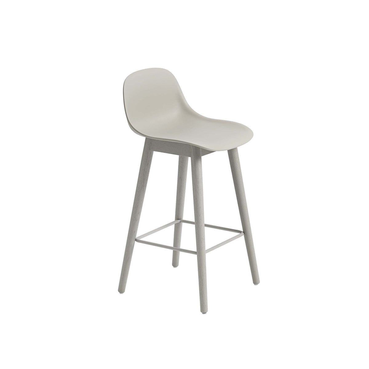 Muuto - Fiber Counter &amp; Bar Stool with Backrest - Wood Base