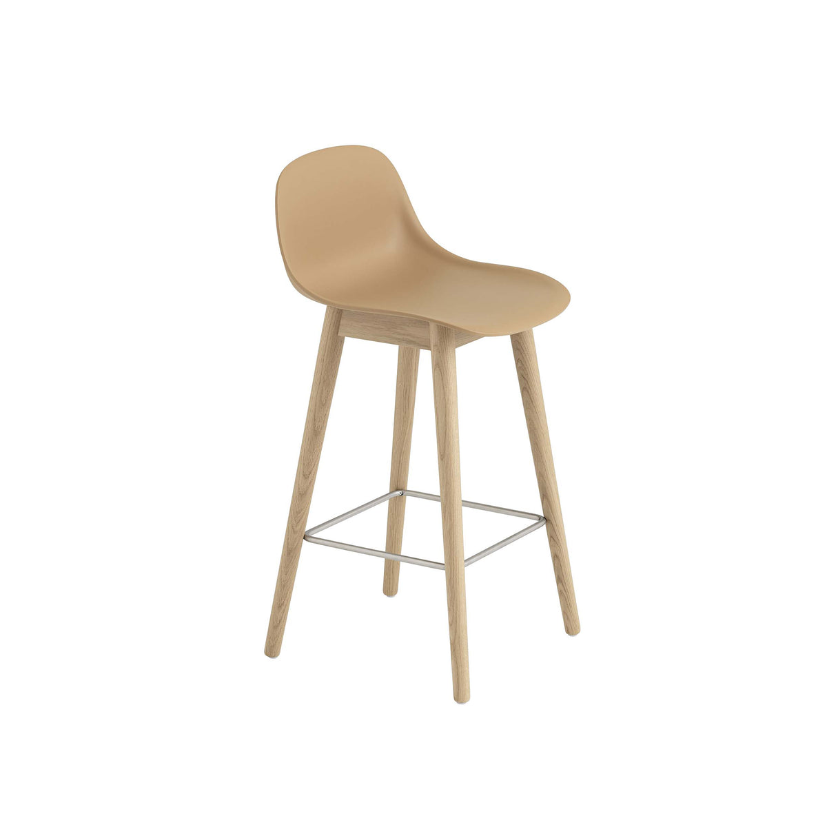 Muuto - Fiber Counter &amp; Bar Stool with Backrest - Wood Base